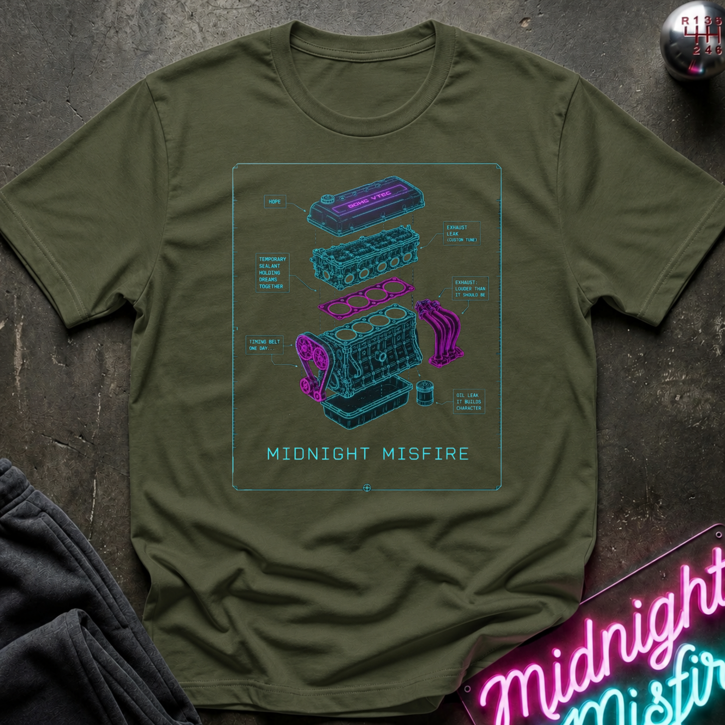 Midnight Engine Schematics T-Shirt