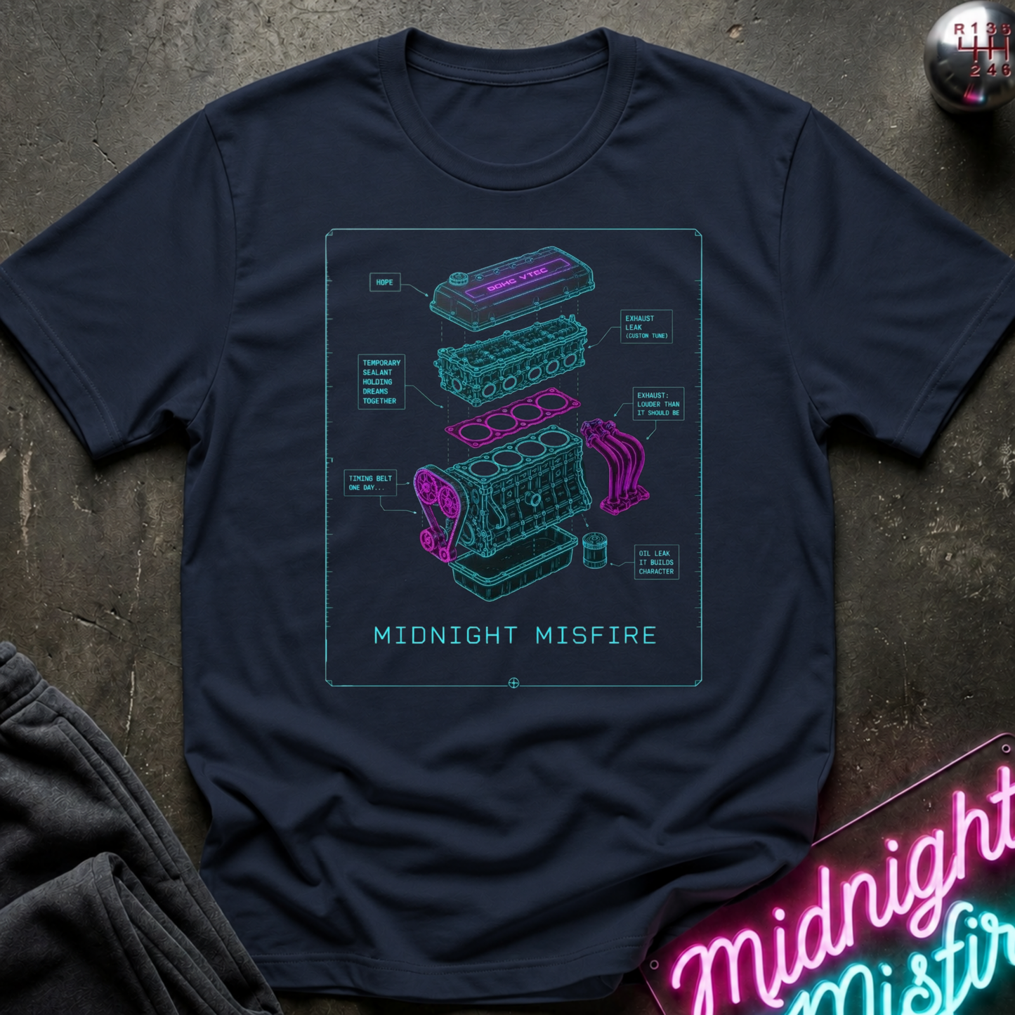 Midnight Engine Schematics T-Shirt