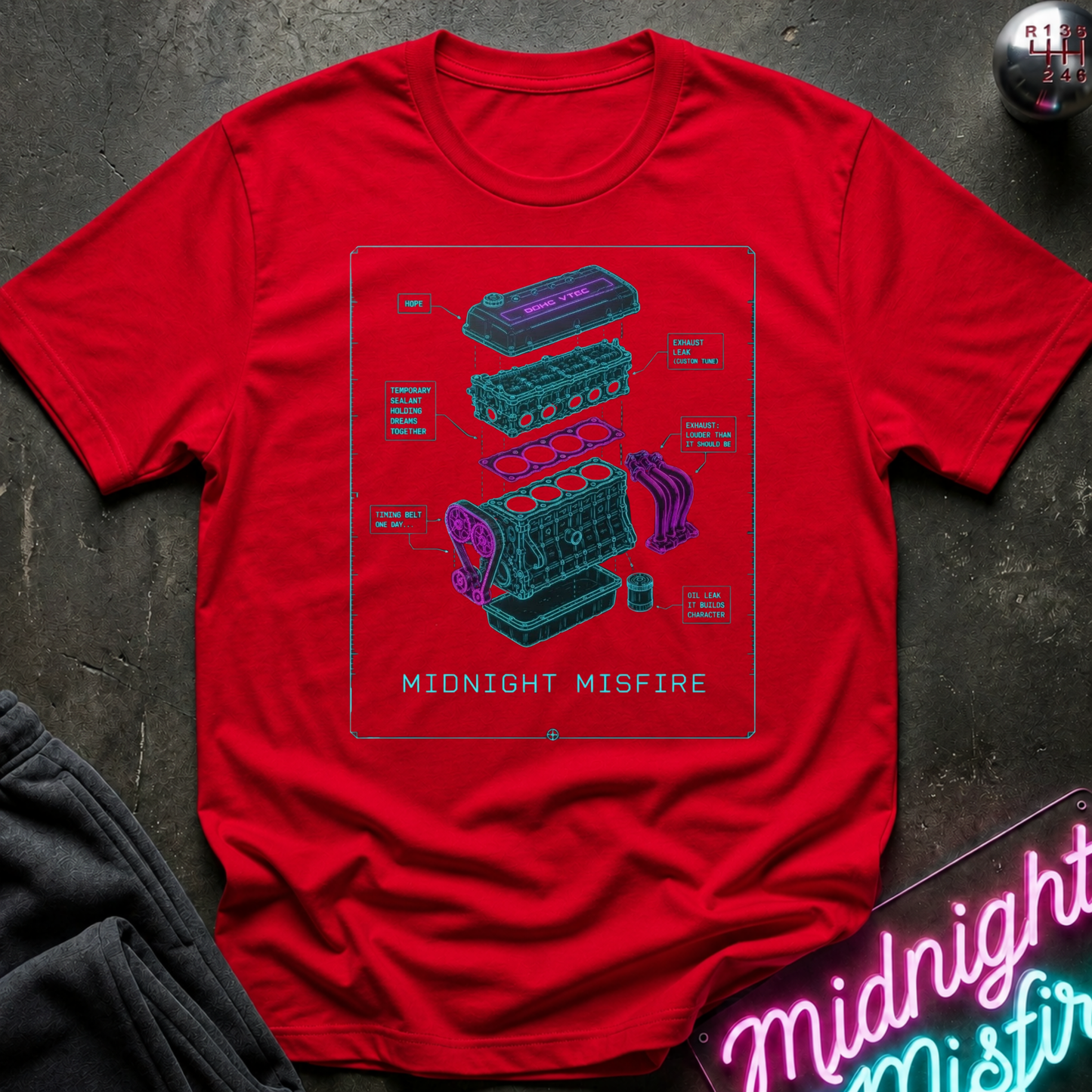 Midnight Engine Schematics T-Shirt